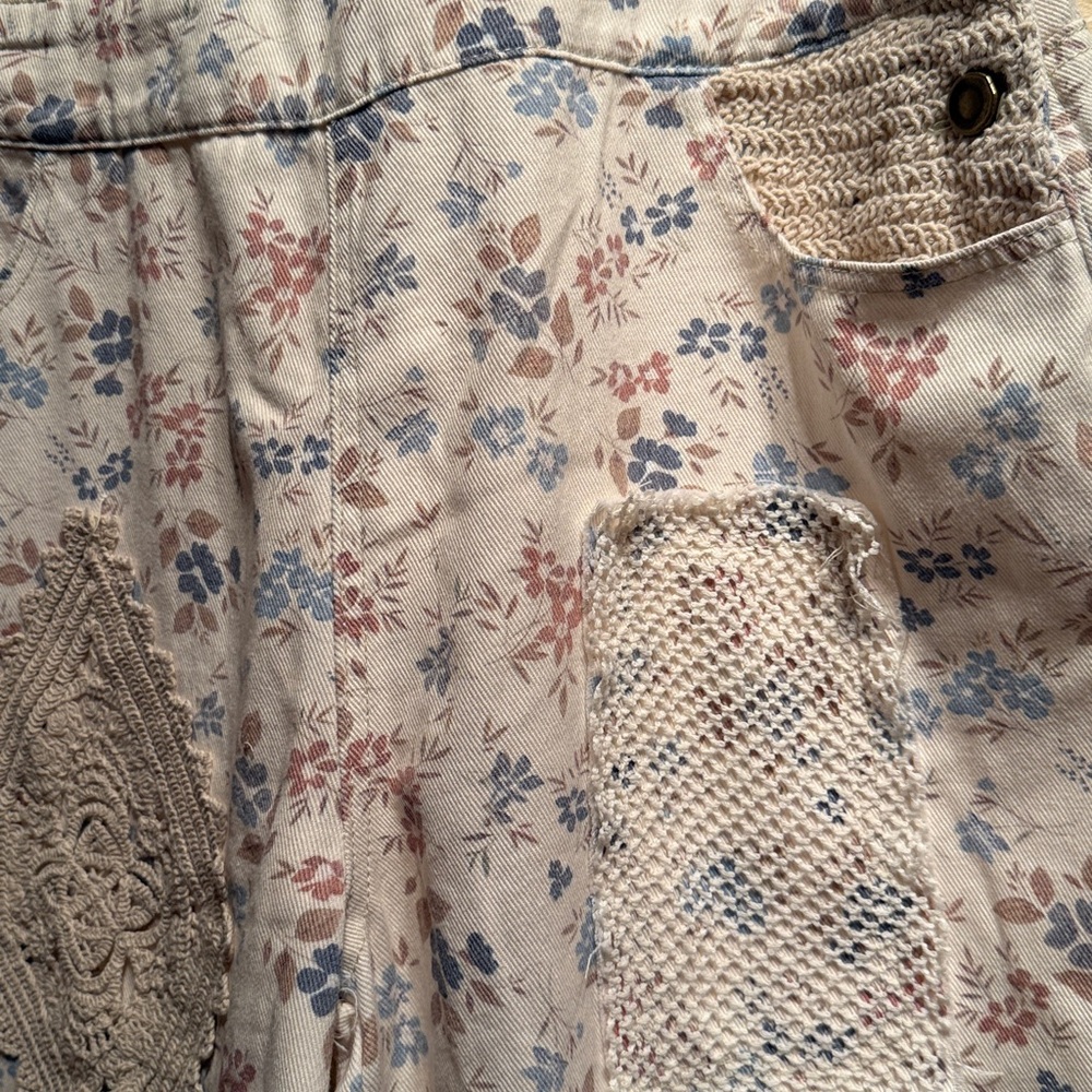 POL Large floral mixed print patchwork overalls N… - image 5